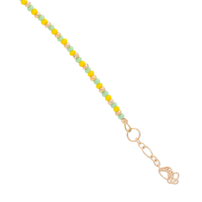 Gold-accented crocheted pendant bracelet, 'Daphne' - Hand-Crocheted Pendant Bracelet with Gold Accents