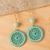 Gold-plated amazonite dangle earrings, 'Cyrene' - Hand Crocheted Earrings with 14K Gold-Plated Brass (image 2b) thumbail