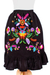 Cotton peasant skirt, 'Midnight Oaxaca Blossoms' - Colorful Hand Embroidered Black Cotton Ruffled Skirt (image 2a) thumbail
