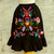 Cotton peasant skirt, 'Midnight Oaxaca Blossoms' - Colorful Hand Embroidered Black Cotton Ruffled Skirt (image 2b) thumbail