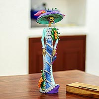 Ceramic sculpture, 'La Catrina Gabriella' - Mexican Catrina Sculpture Handmade from Ceramic
