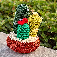 Crocheted decor accent, 'Desert Flora' - Hand Crocheted Cactus Decor Accent