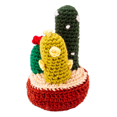 Acento decorativo de ganchillo - Acento de decoración de cactus de ganchillo a mano.