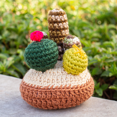 Hand-crocheted decorative accent, Succulent Garden