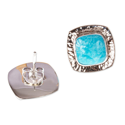 Turquoise stud earrings, 'Zocalo' - Natural Turquoise Stud Earrings