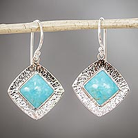 Turquoise dangle earrings, 'Zocalo' - Dangle Earrings with Natural Turquoise