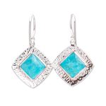 Turquoise dangle earrings, 'Zocalo' - Dangle Earrings with Natural Turquoise