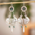 Pendientes tipo candelabro de color turquesa, 'Palomitas' - Pendientes de plata de ley 925 y turquesa de México