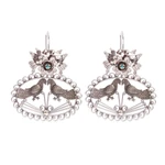 Turquoise dangle earrings, 'Love Doves' - Mexico Antique Style Sterling Silver and Turquoise Earrings