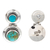 Turquoise drop earrings, 'Taxco Rose' - Taxco Sterling Silver Turquoise Drop Earrings From Mexico