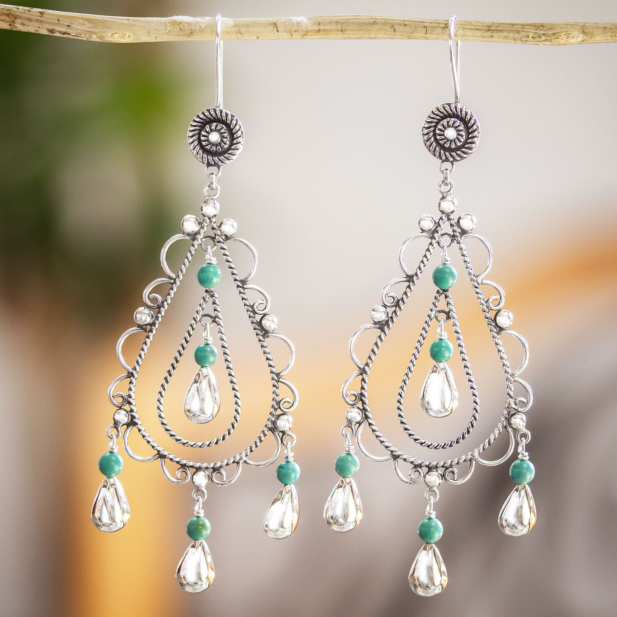 925 Sterling Silver and Turquoise Earrings from Mexico - Novica