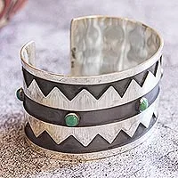 Pulsera brazalete turquesa - Pulsera hecha a mano de plata esterlina y turquesas de México