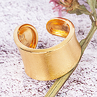 24k gold-plated wrap ring, 'Roma' - 24k Gold-plated Solid Band Wrap Ring From Mexico