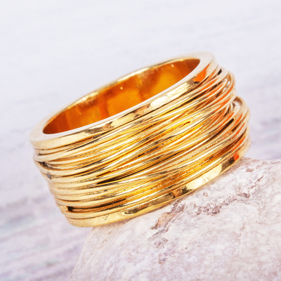 anillo de banda chapado en oro de 24k - Anillo de banda chapado en oro de 24k de México