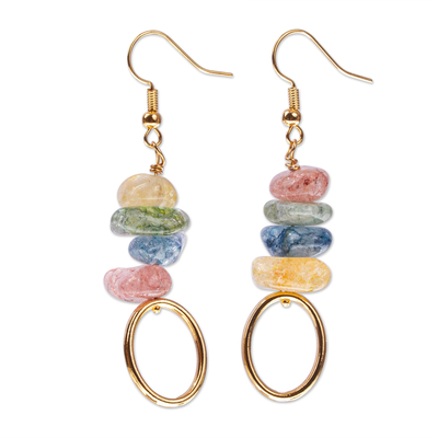 14k Gold-plated Pastel Quartz Dangle Earrings from Mexico