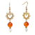Vergoldete Karneol-Ohrringe, 'Fanciful Hearts', baumelnd - Kristall und Karneol vergoldete Ohrringe