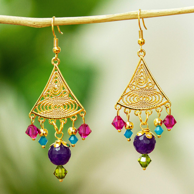 Gold-plated filigree earrings, Vibrant