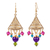 Gold-plated filigree earrings, 'Vibrant' - Gold-plated Agate And Swarovski Dangle Earrings From Mexico