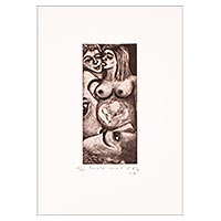 Linoleum block print, 'Neighborhood Girlfriend' - Signed Limited Edition Lino Block Print