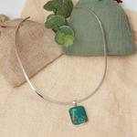 Sterling silver choker necklace, 'Serene Caribbean' - Silver Choker Collar Necklace with Composite Turquoise