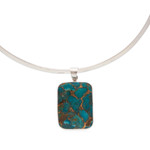 Sterling silver choker necklace, 'Serene Caribbean' - Silver Choker Collar Necklace with Composite Turquoise