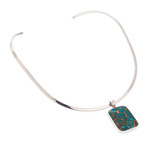 Sterling silver choker necklace, 'Serene Caribbean' - Silver Choker Collar Necklace with Composite Turquoise