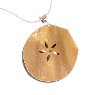 Gold plated pendant necklace, 'Precious Sand Dollar' - Gold Plated Sterling Silver Sand Dollar Pendant Necklace