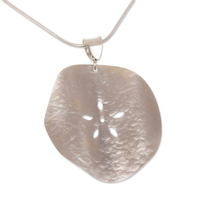 Sterling silver pendant necklace, 'Precious Sand Dollar' - Handcrafted Taxco Sterling Silver Sand Dollar Necklace