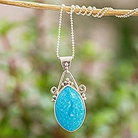 Turquoise pendant necklace, Beautiful Bacalar