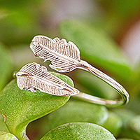 Sterling silver wrap ring, 'Tropical Foliage' - Mexican Taxco Sterling Silver Banana Leaves Wrap Ring