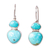 Turquoise dangle earrings, 'Sky-Kissed Sea' - Natural Turquoise Taxco Sterling Silver Dangle Earrings