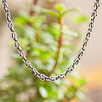 Sterling silver chain necklace, 'Perpetual Style' - Classic Taxco Sterling Silver Braided Chain Necklace