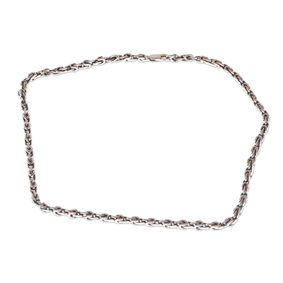 Sterling silver chain necklace, 'Perpetual Style' - Classic Taxco Sterling Silver Braided Chain Necklace
