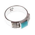 Men's turquoise single stone ring, 'Tulum Fortress' - Men's Taxco Sterling Silver and Natural Turquoise Ring