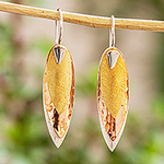 Mexican 925 Sterling Silver Gold & Copper Earrings, 'Nature's Enchantment'