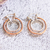 Sterling silver and copper dangle earrings, 'Double Aura' - Taxco 925 Sterling Silver and Copper Modern Hoop Earrings thumbail