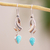 Turquoise dangle earrings, 'Ribbon Swirls' - Taxco Sterling Silver Earrings with Natural Turquoise thumbail