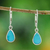 Turquoise dangle earrings, 'Heaven's Tears' - Taxco Sterling Silver Natural Turquoise Teardrop Earrings thumbail