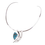 Cultured pearl collar necklace, 'Modern Taxco' - Collar Necklace with Cultured Pearl