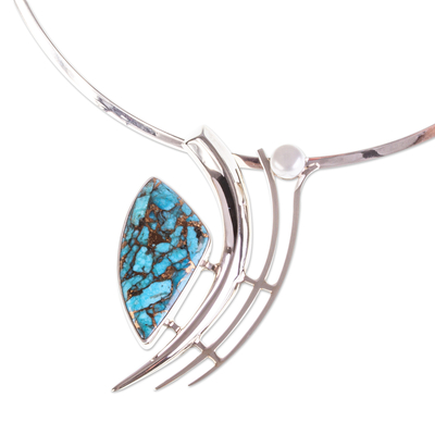 Halskette aus Zuchtperlen, 'Modern Taxco' - Halsband Halskette mit Zuchtperle