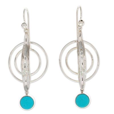 Turquoise dangle earrings, 'Taxco Legacy' - Natural Turquoise Earrings from Mexico