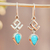 Turquoise dangle earrings, 'Taxco Glyph' - Handmade Turquoise Dangle Earrings thumbail