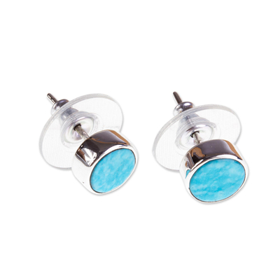 Taxco Sterling Silver and Natural Turquoise Stud Earrings