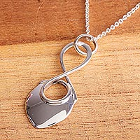 Sterling silver pendant necklace, 'Infinite Glow' - Modern Taxco Sterling Pendant Necklace from Mexico