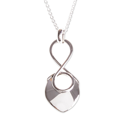 Sterling silver pendant necklace, 'Infinite Glow' - Modern Taxco Sterling Pendant Necklace from Mexico