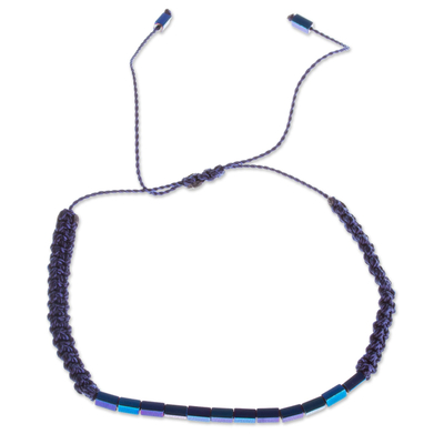 Adjustable Blue Hematite Beaded Bracelet from Mexico