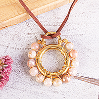 Gold-plated moonstone pendant necklace, 'Moonstone' - 14k Gold-Plated Moonstone Pendant Necklace from Mexico