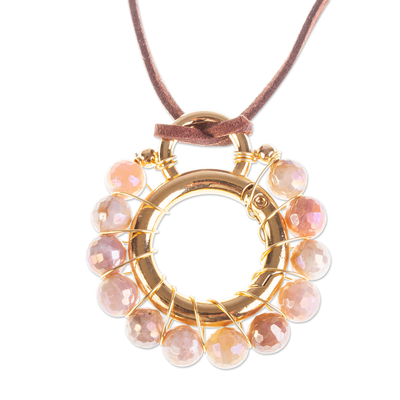 14k Gold-Plated Moonstone Pendant Necklace from Mexico