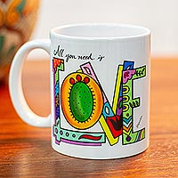 Ceramic mug, 'All You Need is Love' - Printed Ceramic Mug with Love Motif