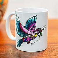 Ceramic mug, 'Dove' - Pretty Ceramic Dove Mug